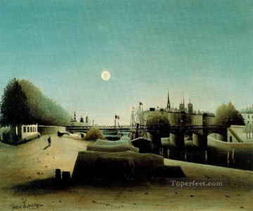 una vista de la ile saint louis desde port saint nicolas tarde Henri Rousseau Postimpresionismo Primitivismo ingenuo Pinturas al óleo